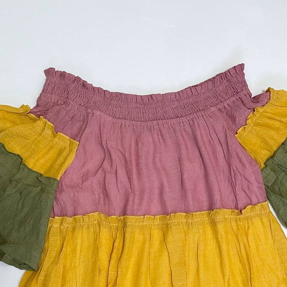 Umgee Colorblock Off Shoulder Tiered Ruffled Dress - Picture 9 of 13